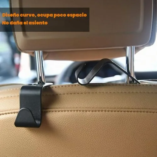 URAQT ▫️ Ganchos para banco de carro, 4 unidades de ganchos para o banco traseiro do carro, ganchos para encosto de cabeça do carro, acessórios multifuncionais pretos para carro, para malas, carteiras e garrafas de água 5