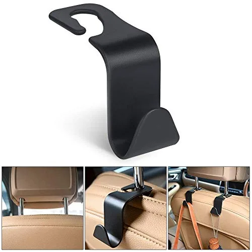 URAQT ▫️ Ganchos para banco de carro, 4 unidades de ganchos para o banco traseiro do carro, ganchos para encosto de cabeça do carro, acessórios multifuncionais pretos para carro, para malas, carteiras e garrafas de água 7