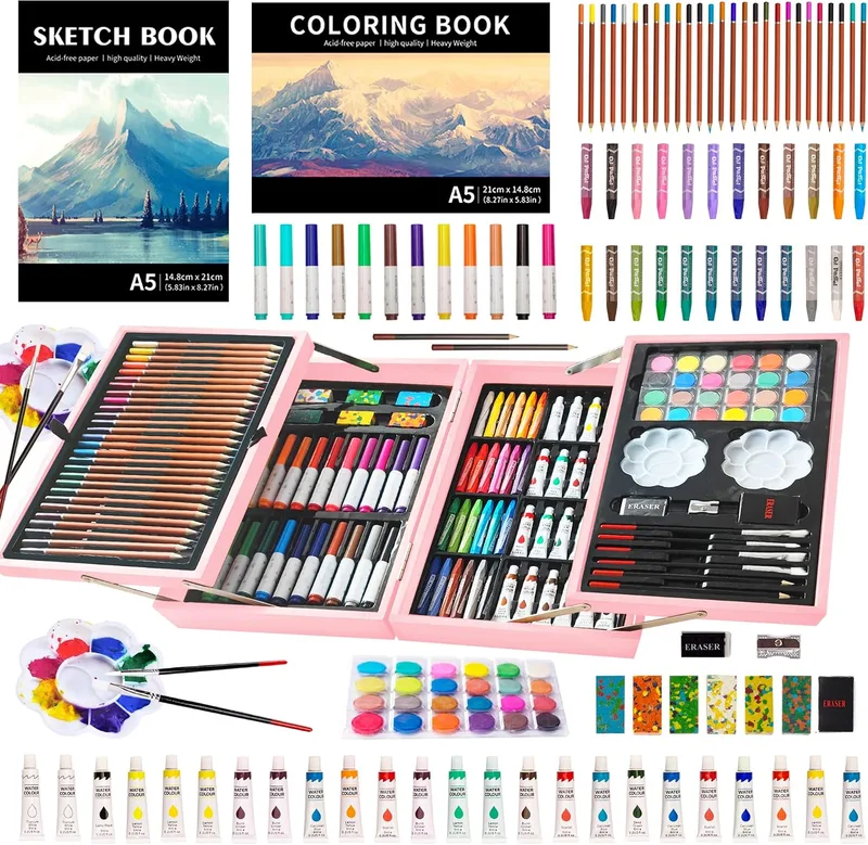 KINSPORY ▫️ Maleta de tintas com 139 peças para crianças