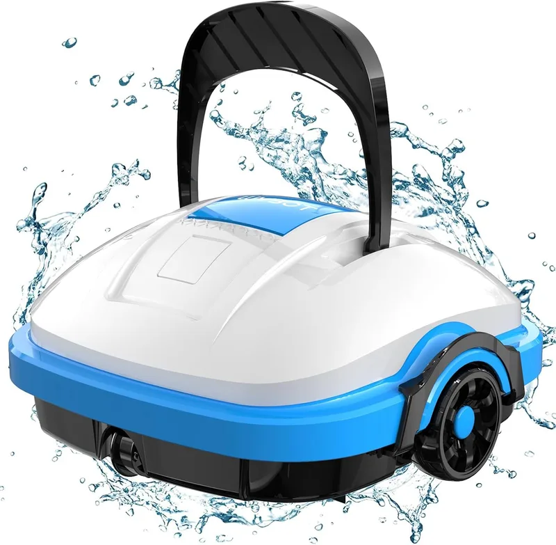 WYBOT ▫️ Robô aspirador de piscinas sem fios motor duplo, paragem automática, aspirador de piscinas Filtro fino de 180 μm para piscinas acima ou dentro do solo até 50 m² (50 m²)