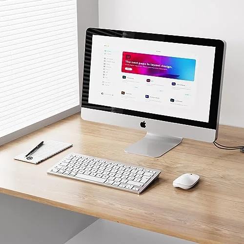 OMOTON ▫️ Rato sem fios Bluetooth rato sem fios fino e silencioso para Mac OS, iPad OS, Windows e Android, Branco 2
