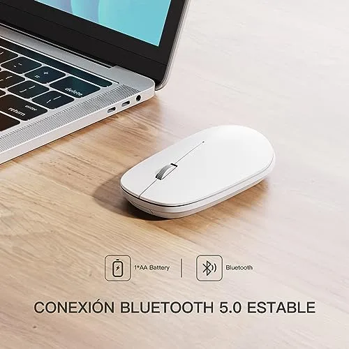 OMOTON ▫️ Rato sem fios Bluetooth rato sem fios fino e silencioso para Mac OS, iPad OS, Windows e Android, Branco 7
