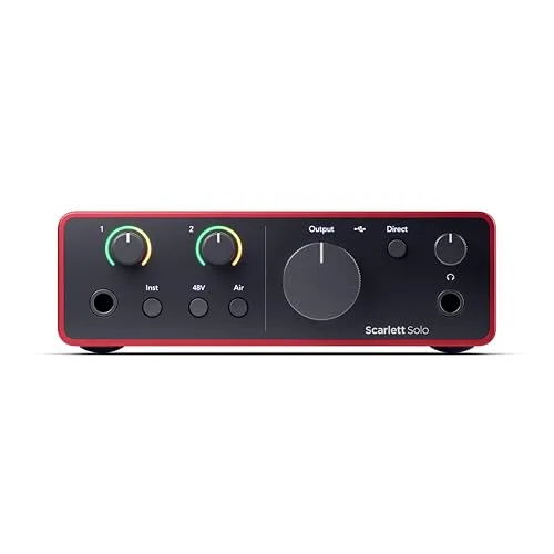 Focusrite ▫️ Scarlett Solo 4.ª geração – interface de áudio USB para guitarristas, cantores ou produtores. Gravação com som de estúdio e alta fidelidade, além de todo o software de que precisas 2