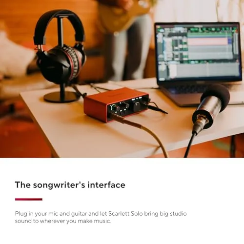 Focusrite ▫️ Scarlett Solo 4.ª geração – interface de áudio USB para guitarristas, cantores ou produtores. Gravação com som de estúdio e alta fidelidade, além de todo o software de que precisas 6