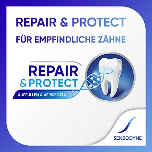 Sensodyne ▫️ Repair* & Protect - Pasta de dentes para uso diário com fluoreto de estanho, para dentes sensíveis à dor e proteção duradoura, 3 x 75 ml 2