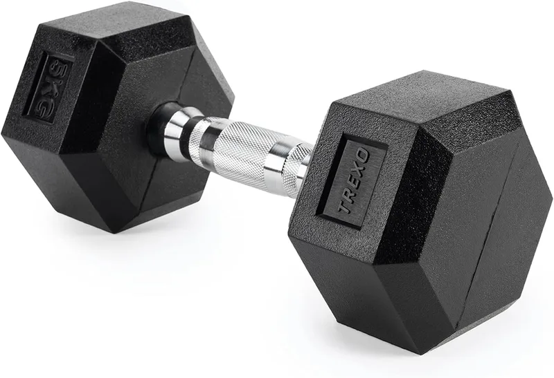 TREXO ▫️ REXO Haltere Hexagonal Resistente em Ferro Fundido 2,5-35 kg com Revestimento de Borracha para Ginásio em Casa com Pega Ergonómica Haltere Hexagonal Estável e Versátil