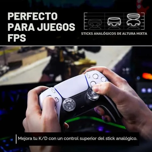 KontrolFreek ▫️ FPS Freek Galaxy Crystal para PlayStation 4 (PS4) e PlayStation 5 (PS5) – Comando | Almofadas para os polegares de alto desempenho | 1 almofada alta, 1 almofada média | Cristal 4