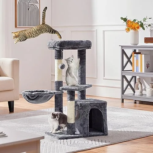 Yaheetech ▫️ Árvore de Arranhar para Gatos de 87 cm com Cesto Cinzento Escuro 2