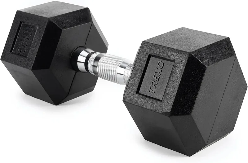 TREXO ▫️ REXO Haltere Hexagonal Durável em Ferro Fundido 2,5-35 kg com Revestimento de Borracha para Ginásio em Casa com Pega Ergonómica Haltere Hexagonal Estável e Versátil