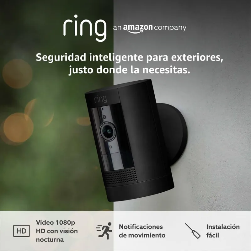 Ring ▫️ Câmara exterior com bateria (Stick Up Cam) | Câmara de vigilância Wi-Fi sem fios para a sua casa, com vídeo HD, comunicação bidirecional e instalação fácil | 30 dias grátis Home
