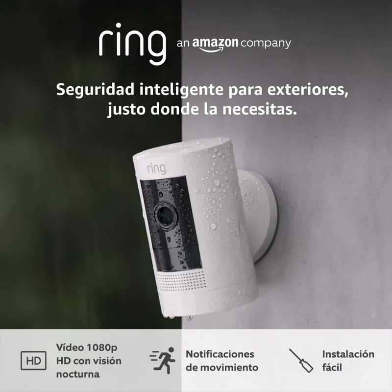 Ring ▫️ Câmara exterior a pilhas (Stick Up Cam): Câmara de vigilância doméstica sem fios com vídeo HD, comunicação bidirecional, fácil instalação: 30 dias grátis Home