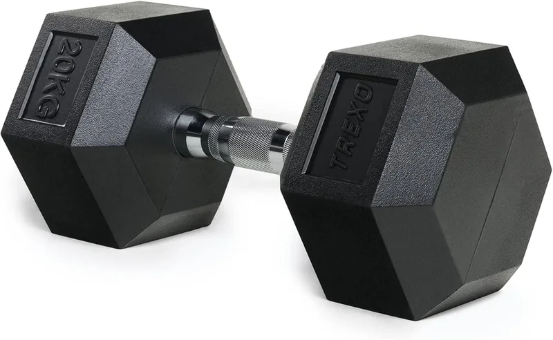TREXO ▫️ REXO Haltere Hexagonal Resistente em Ferro Fundido 2,5-35 kg com Revestimento de Borracha para Ginásio em Casa com Pega Ergonómica Haltere Hexagonal Estável e Versátil