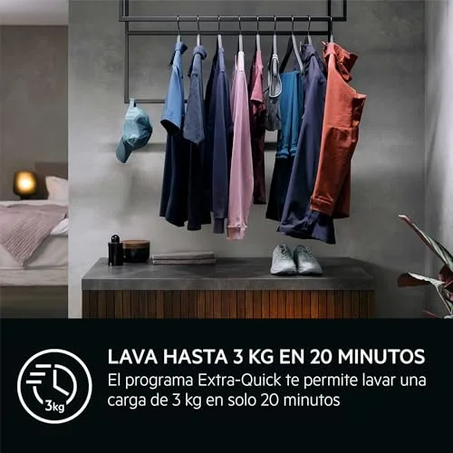 AEG ▫️ LFR7184N2V, Máquina de lavar roupa de carregamento frontal, 8 kg, 1400 rpm, instalação livre, função de vapor, lavagem rápida, gaveta universal, motor inverter, ecrã LCD/LED, Série 7000, branca, Classe A 5
