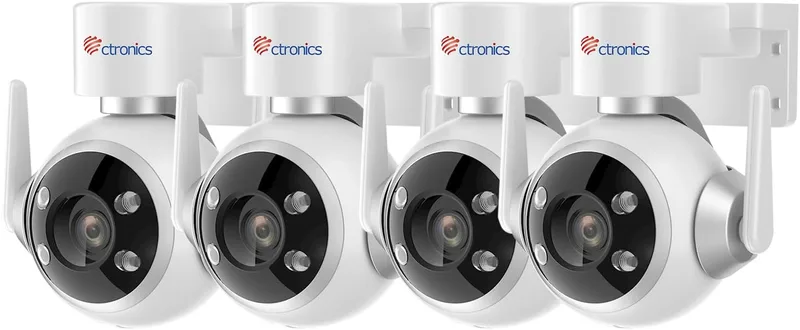 Ctronics ▫️ Kit de Câmera de Vigilância WiFi Externa 4PCS, Câmera de Vigilância Doméstica IP com Rastreamento de Deteção Automática Humana, Visão Noturna Colorida de 30M, Áudio Bidirecional, 3 Métodos de Montagem (4)