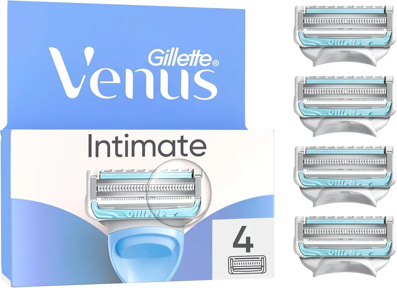 Gillette Venus ▫️ Venus Gillette Women's Intimate & Intimate Hair Removal Razor, 4 Pack Refills, Ajuda a Proteger a Irritação da Pele Após o Barbear, lâminas de barbear, lâmina de barbear, lâmina de barbear