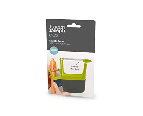 Joseph Joseph ▫️ Duo Descascador de Batatas, Frutas e Legumes com Pega Ergonómica Antiderrapante, Corte Reto, Removedor de Olhos de Batata, Verde 2