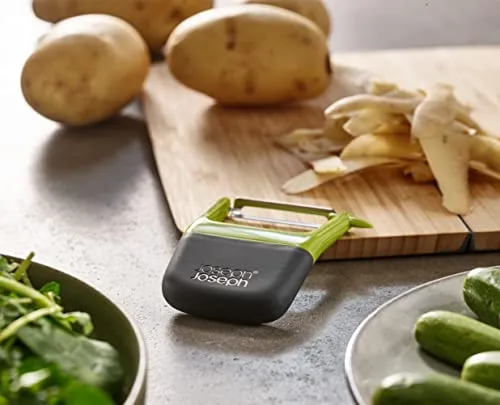 Joseph Joseph ▫️ Duo Descascador de Batatas, Frutas e Legumes com Pega Ergonómica Antiderrapante, Corte Reto, Removedor de Olhos de Batata, Verde 6