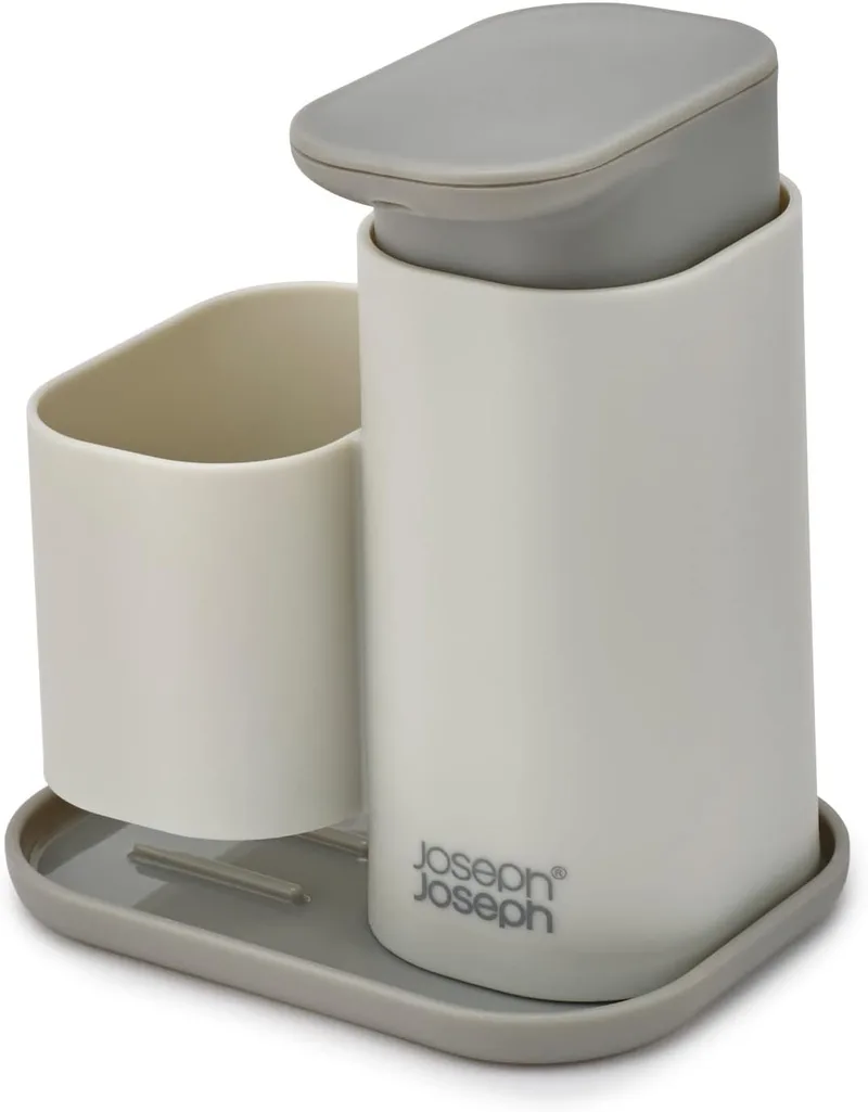 Joseph Joseph ▫️ Duo - Dispensador de sabão de cozinha com suporte para esponja, organizador e arrumação para o lava-loiça da cozinha, cinzento