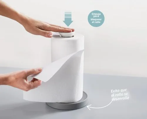 Joseph Joseph ▫️ Duo - Suporte para rolos de papel de cozinha, com função «empurrar e rasgar» para retirar os rolos com facilidade (altura máxima do rolo de papel de cozinha de 24 cm), cinzento/branco 5