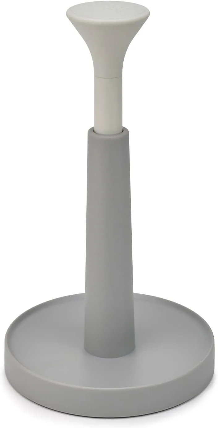Joseph Joseph ▫️ Duo - Suporte para rolos de papel de cozinha, com função «empurrar e rasgar» para retirar os rolos com facilidade (altura máxima do rolo de papel de cozinha de 24 cm), cinzento/branco