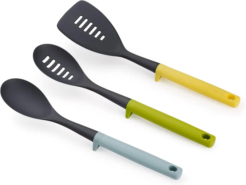 Joseph Joseph ▫️ Duo Utensílios de Cozinha, 3 peças, Acessórios de cozinha resistentes ao calor, Colheres e espátula, Multicolorido