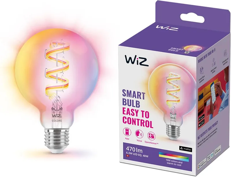 WiZ ▫️ Luminária de teto LED inteligente SuperSlim de 22 W com luzes coloridas, Wi-Fi, compatível com Alexa e Google Home, tecnologia SpaceSense e Matter, Preto