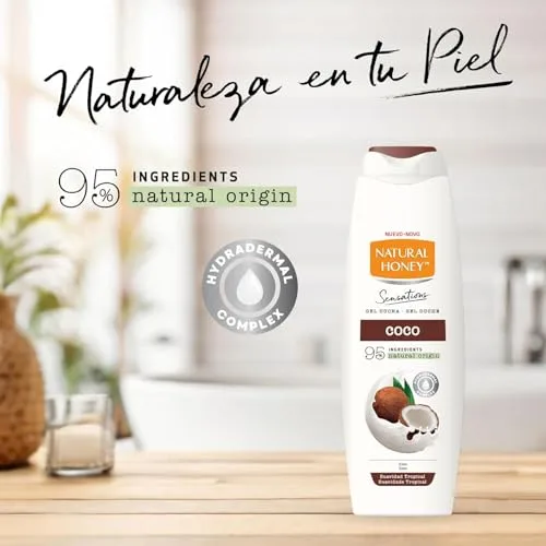 Natural Honey ▫️ Gel de Banho com Extrato Natural de Coco Hidratante e Suavizante, com Hydradermal Complex para uma pele suave, fresca e protegida, aroma tropical, linha Sensations, 650 ml 4