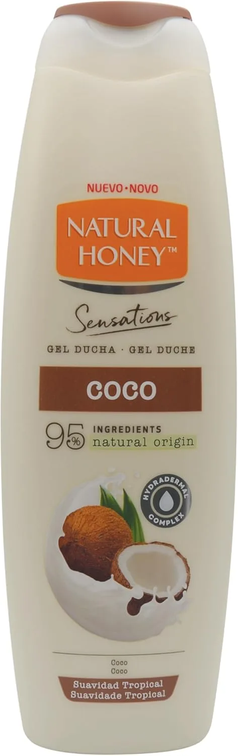 Natural Honey ▫️ Gel de Banho com Extrato Natural de Coco Hidratante e Suavizante, com Hydradermal Complex para uma pele suave, fresca e protegida, aroma tropical, linha Sensations, 650 ml