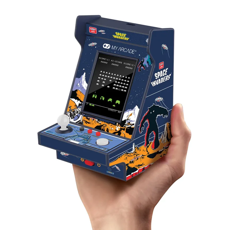 My Arcade Space Invaders Nano Player - Arcade Classics - Mini máquina de arcada portátil de 4,5 polegadas, ecrã a cores de 2,4 polegadas, videojogo retro