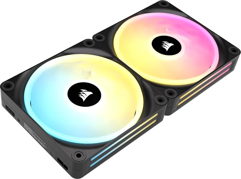 Corsair ▫️ Kit inicial de ventoinha dupla com cúpula magnética de 140 mm iCUE Link QX140 RGB com hub de sistema iCUE Link - Preto