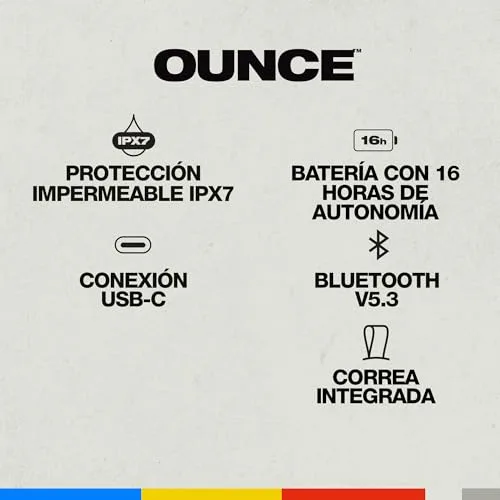 Skullcandy ▫️ Ounce: Altifalante portátil sem fios com Bluetooth, resistência à água IPX7, 16 horas de autonomia, True Wireless Stereo e alça integrada para viagens e utilização ao ar livre - Preto 2