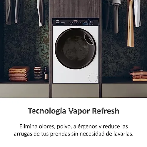 Haier ▫️ I-Pro Series 3 HWD90-B14939-IB - Máquina de lavar e secar roupa, capacidade de 9 kg + 6 kg, motor Direct Motion, ABT, Refresh, fim de ciclo diferido, detetor de peso, instalação livre, 60 cm de largura, 1400 RPM, branco 7