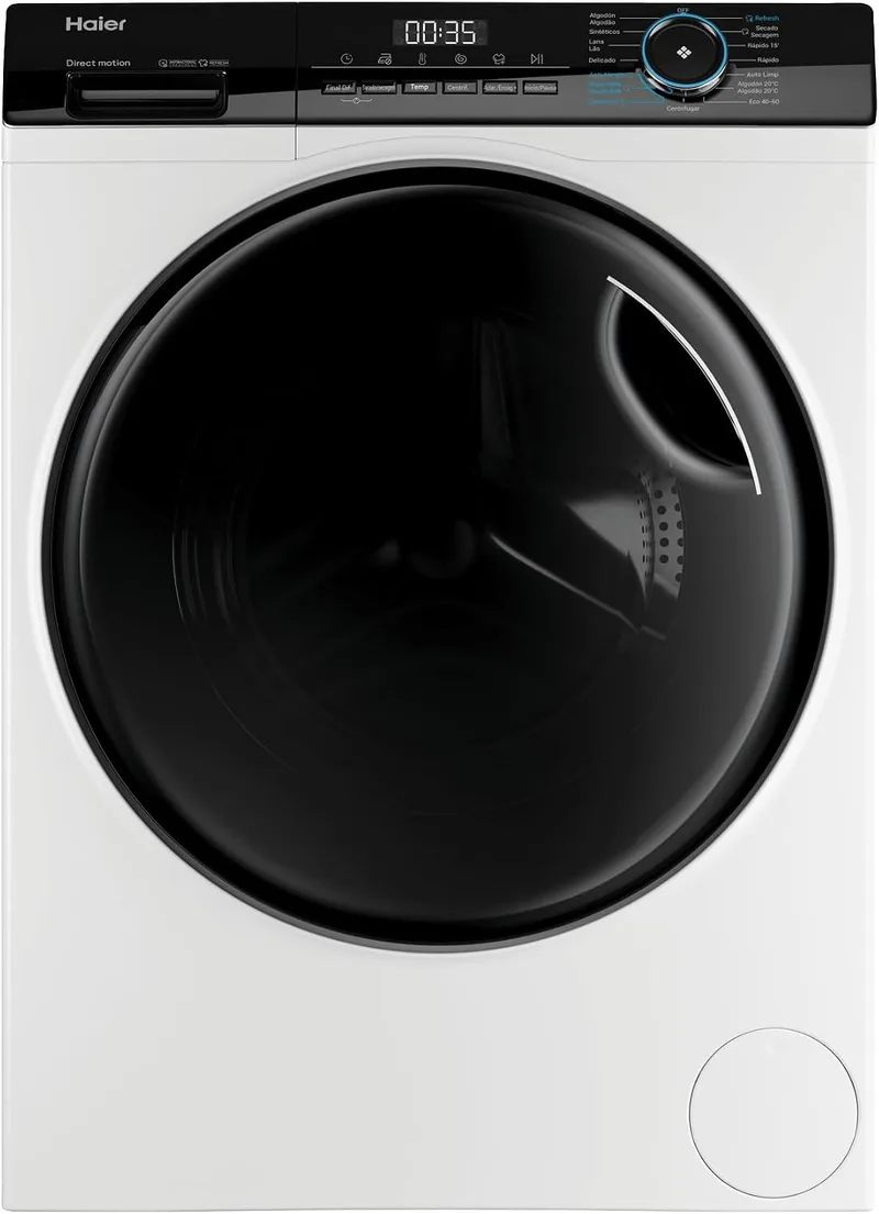 Haier ▫️ I-Pro Series 3 HWD90-B14939-IB - Máquina de lavar e secar roupa, capacidade de 9 kg + 6 kg, motor Direct Motion, ABT, Refresh, fim de ciclo diferido, detetor de peso, instalação livre, 60 cm de largura, 1400 RPM, branco