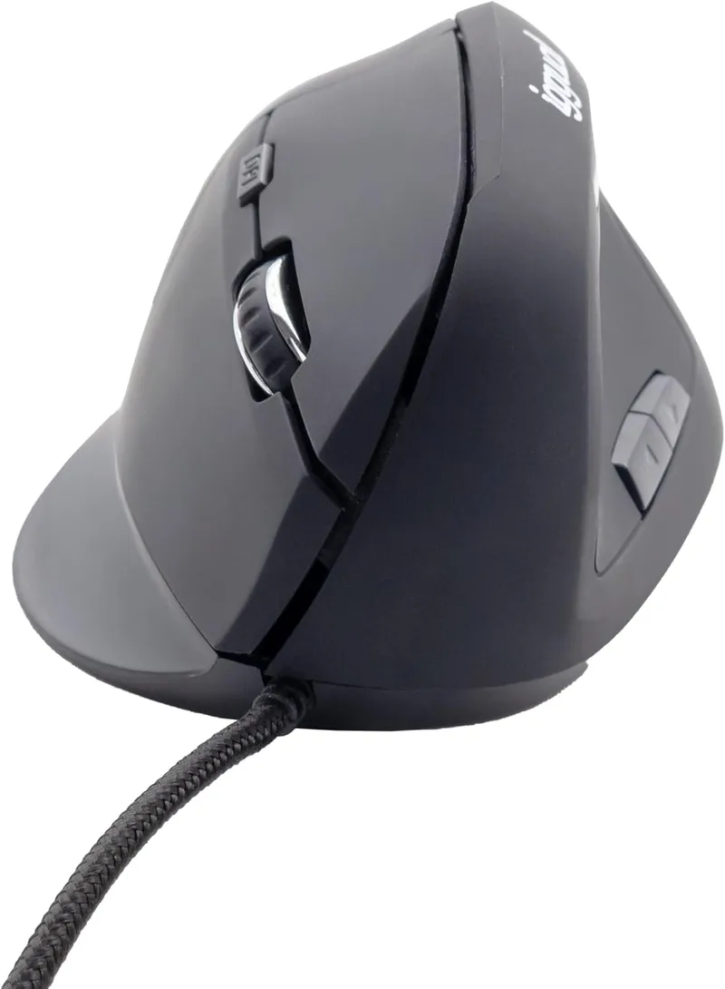 iggual ▫️ Rato Vertical Ergonómico Ergo‑V com Cabo USB – 800‑2400 dpi ajustáveis – 6 botões – Design antifatiga – Compatível com Windows/macOS/Linux – Cabo de 1,5 m