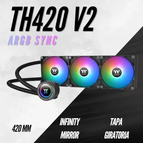 Thermaltake ▫️ TH420 V2 ARGB | AIO de 420 mm | Design Infinity Mirror | Preto 2