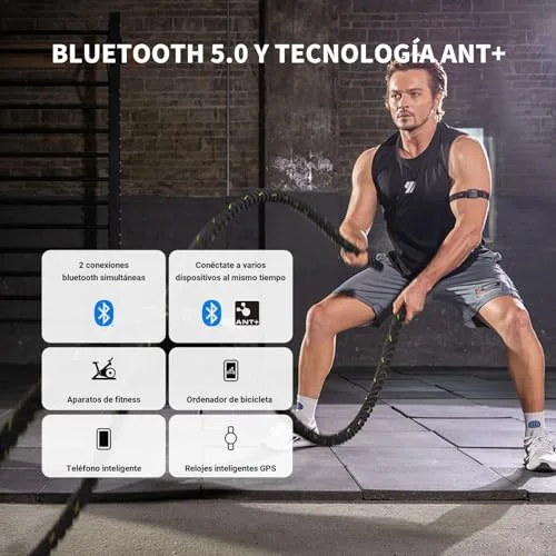 CooSpo ▫️ HW9 Pulsómetros HRV Zona de Frequência Cardíaca Fita Bluetooth 5.0 Ant+ com Memória, Sensor LED, IP67 Impermeável, Recarregável, Pulseira Monitor de Frequência Cardíaca Compatível com Wahoo, Strava e Polar 3