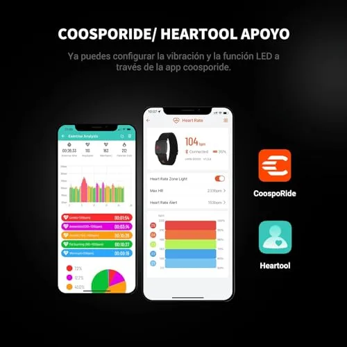 CooSpo ▫️ HW9 Pulsómetros HRV Zona de Frequência Cardíaca Fita Bluetooth 5.0 Ant+ com Memória, Sensor LED, IP67 Impermeável, Recarregável, Pulseira Monitor de Frequência Cardíaca Compatível com Wahoo, Strava e Polar 5