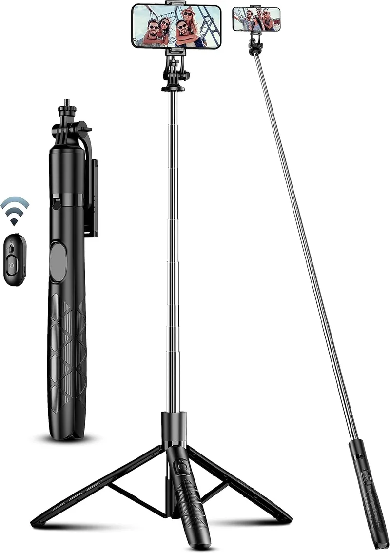 SelfieShow ▫️ Tripé para telemóvel de 180 cm, tripé de selfie stick com controlo remoto amovível para telemóvel, suporte de tripé para telemóvel compatível com iPhone/Samsung/GoPro/câmara