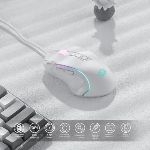 Redragon ▫️ M612 Predator Rato para jogos com fio RGB 8000 dpi Branco 2