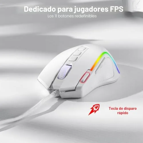 Redragon ▫️ M612 Predator Rato para jogos com fio RGB 8000 dpi Branco 3