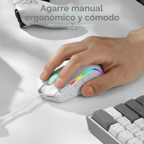 Redragon ▫️ M612 Predator Rato para jogos com fio RGB 8000 dpi Branco 4