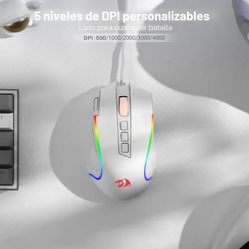 Redragon ▫️ M612 Predator Rato para jogos com fio RGB 8000 dpi Branco 5