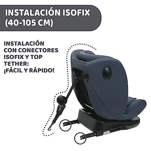 Chicco ▫️ Unico EVO I'Size Classic, cadeira auto ISOFIX para bebés e crianças de 40 a 150 cm, Grupo 0123, desde o recém-nascido até aos 12 anos, giratória a 360º, redutor, ajustável e proteção lateral, preta 4