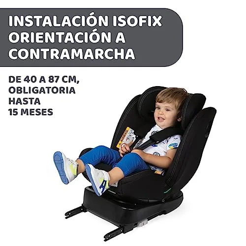 Chicco ▫️ Unico EVO I'Size Classic, cadeira auto ISOFIX para bebés e crianças de 40 a 150 cm, Grupo 0123, desde o recém-nascido até aos 12 anos, giratória a 360º, redutor, ajustável e proteção lateral, preta 5