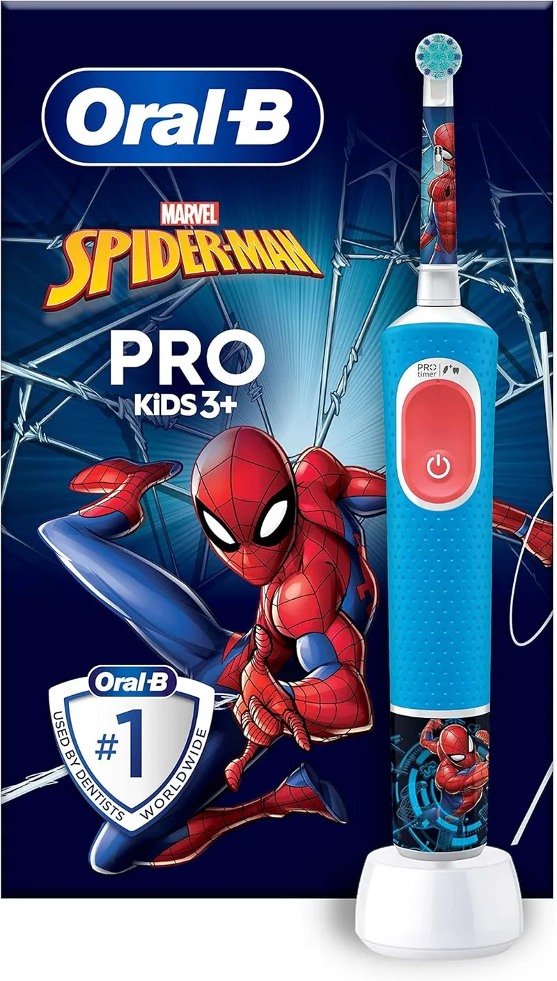 Oral-B ▫️ Pro Kids Electric Toothbrush, 1 cabo Marvel Spider-Man, 1 cabeça de escova, Concebida pela Braun, Adequada para crianças com mais de 3 anos de idade