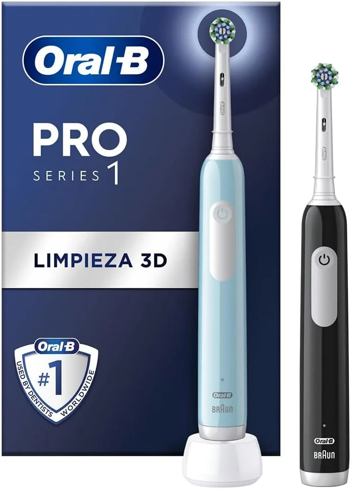 Oral-B ▫️ Escovas de dentes elétricas Pro Series 1 com cabo recarregável + 1 base, concebidas pela Braun, presentes originais para mulheres e homens - azul e preto