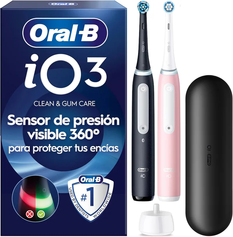 Oral-B ▫️ Escovas de dentes elétricas iO 3, pretas e cor-de-rosa, embalagem de 2