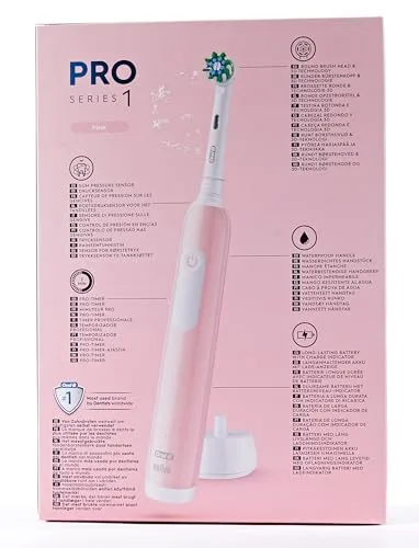 Oral-B ▫️ Pro Series 1 - Escova de dentes elétrica, embalagem dupla, 2 cabeças de escova, 3 modos de escovagem e sensor de pressão para cuidados dentários, disponível em castanho, rosa/preto 2