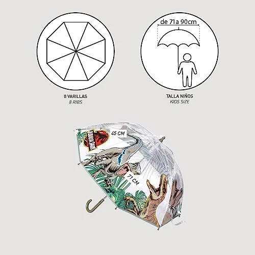 CERDÁ LIFE'S LITTLE MOMENTS ▫️ Guarda-chuva «Bubble» do Jurassic Park - Com padrão de Velociraptors - Abertura manual - Fabricado em 100% POE com estrutura em fibra de vidro - Produto original concebido em Espanha 5