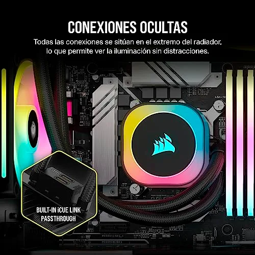 Corsair ▫️ iCUE LINK H115i RGB Refrigerador Líquido para CPU - AIO de 280 mm - Ventiladores QX140 RGB - Compatível com Intel LGA 1700 e AMD AM5 - Concentrador de sistema iCUE LINK incluído - Preto 5